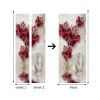 3D Door Wallpaper Peel and Stick Red Flowers Self Adhesive 3D Door Stickers