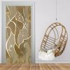3D Door Wallpaper Peel and Stick Gold Self Adhesive 3D Door Stickers