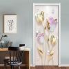 3D Door Wallpaper Peel and Stick Abstract Flower Self Adhesive 3D Door Stickers 77*200cm