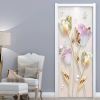 3D Door Wallpaper Peel and Stick Abstract Flower Self Adhesive 3D Door Stickers 77*200cm