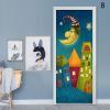 3D Door Wallpaper Peel and Stick Cartoon Pattern Self Adhesive 3D Door Stickers