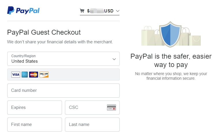 Cross-border payment form interface