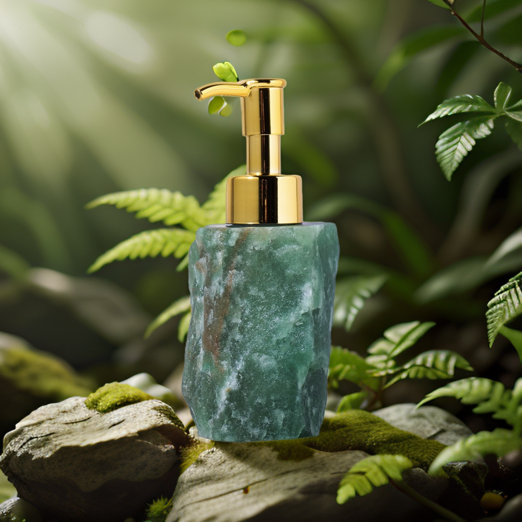 Crystal Raw Stone Press-type Refillable Bottle for Hand Soap and Lotion — Empty Container