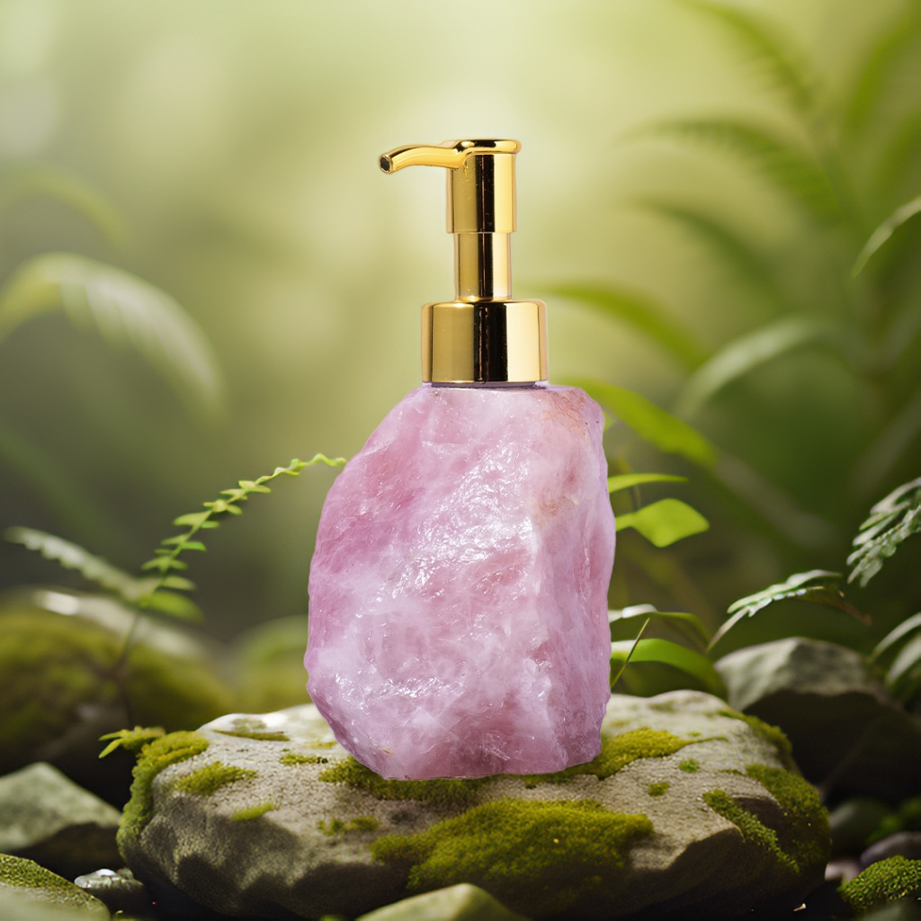 Crystal Raw Stone Press-type Refillable Bottle for Hand Soap and Lotion — Empty Container