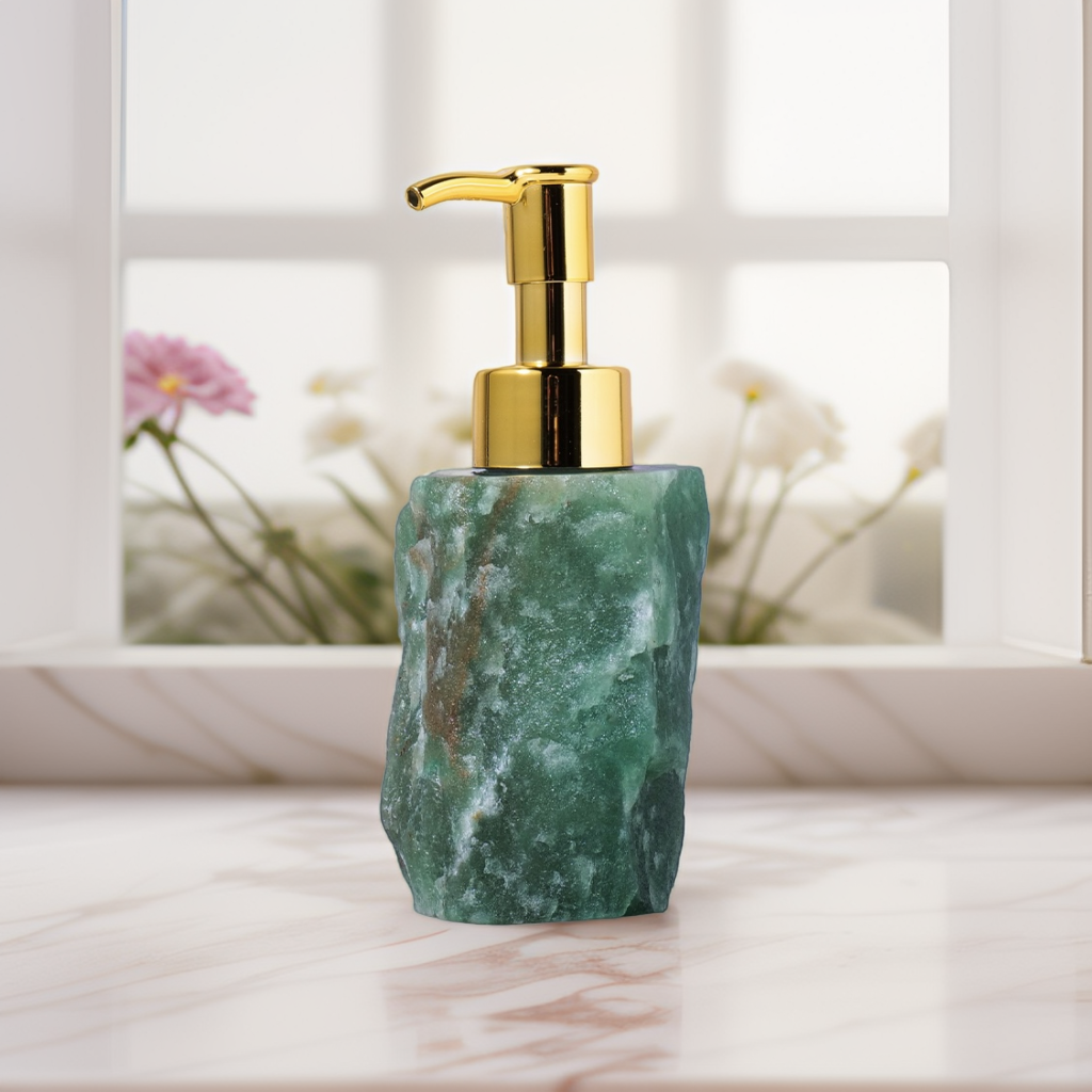 Crystal Raw Stone Press-type Refillable Bottle for Hand Soap and Lotion — Empty Container