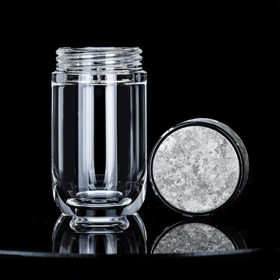 Premium Crystal Tea Tumbler with Textured Titanium Lid - Heat-Resistant Portable Travel Mug for Men, Leakproof Executive Teaware for Office, Car & Business