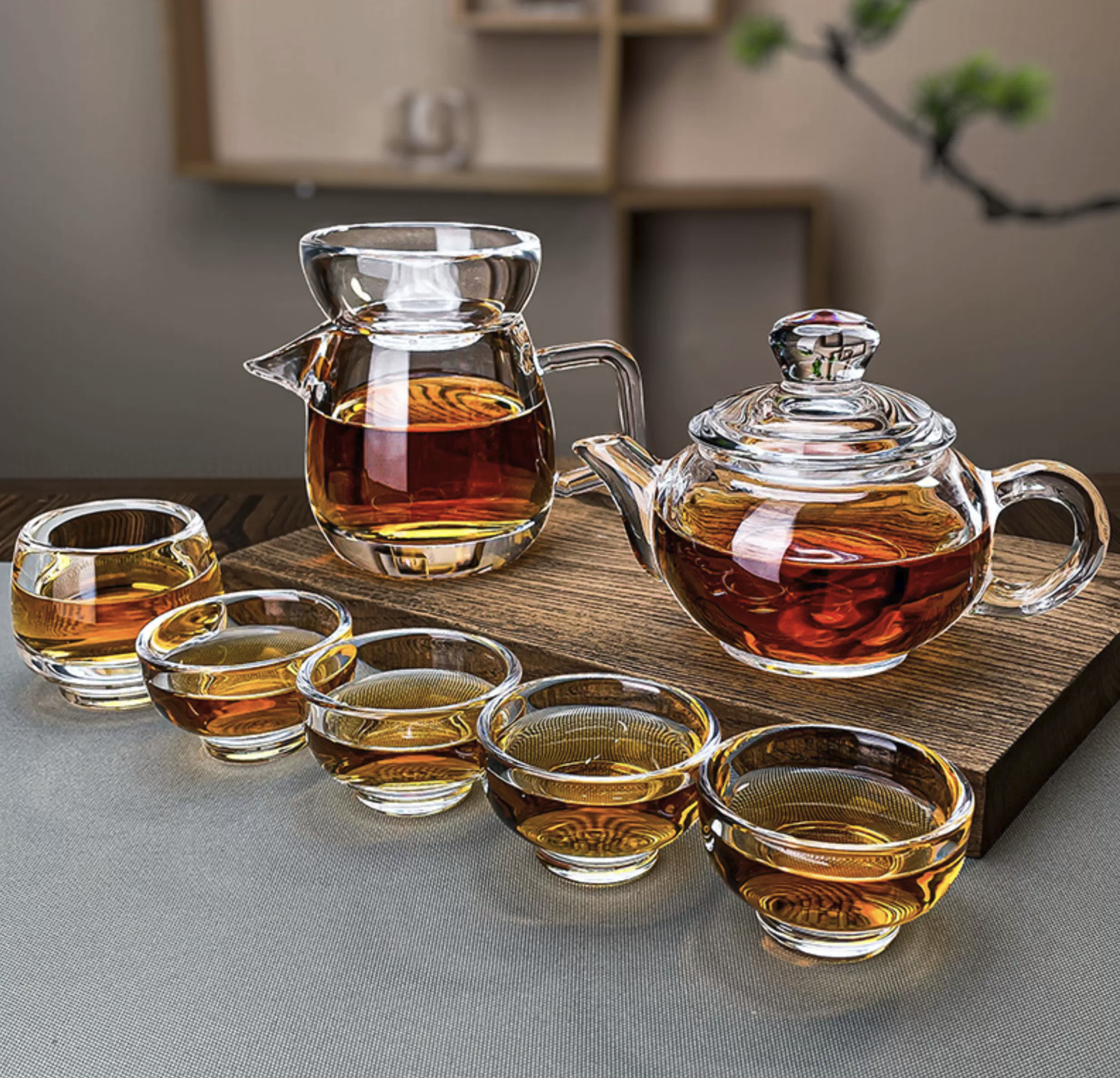 Premium Crystal Kung Fu Tea Set - Heat-Resistant Clear Gaiwan Teapot, Fairness Pitcher & Tasting Cups, Complete High-End Traditional Teaware Gift Collection