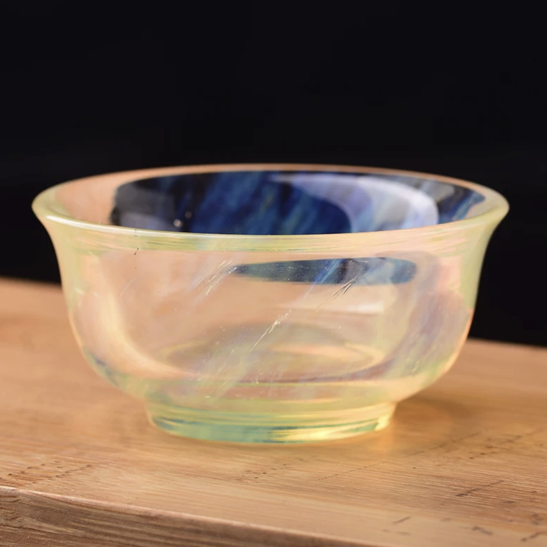 Handcrafted Yellow Crystal Gongfu Tea Set – Small Tea Pot with Matching Cup for Chinese Tea Ceremony