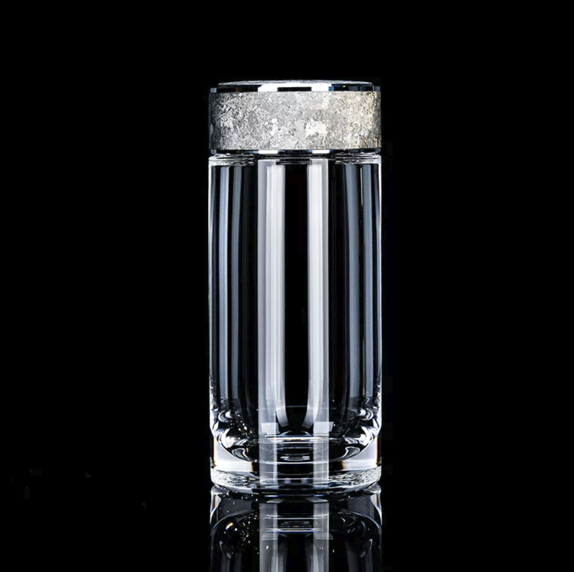 Luxury Crystal Tea Tumbler with Titanium Lid | Heat-Resistant Portable Travel Mug with Tea Infuser