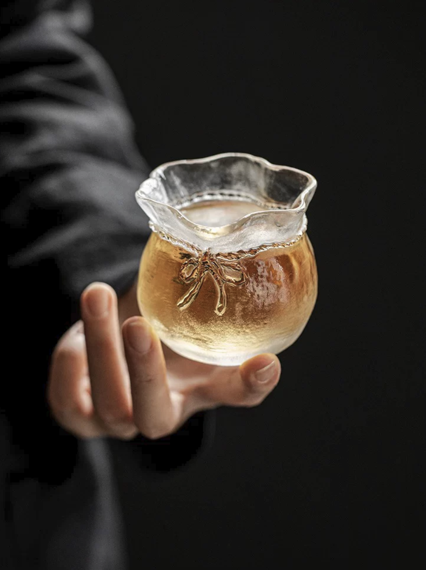 Premium Frosted Crystal Fortune Bag Teacup | 120ml Master Tasting Cup for Gongfu Tea Ceremony