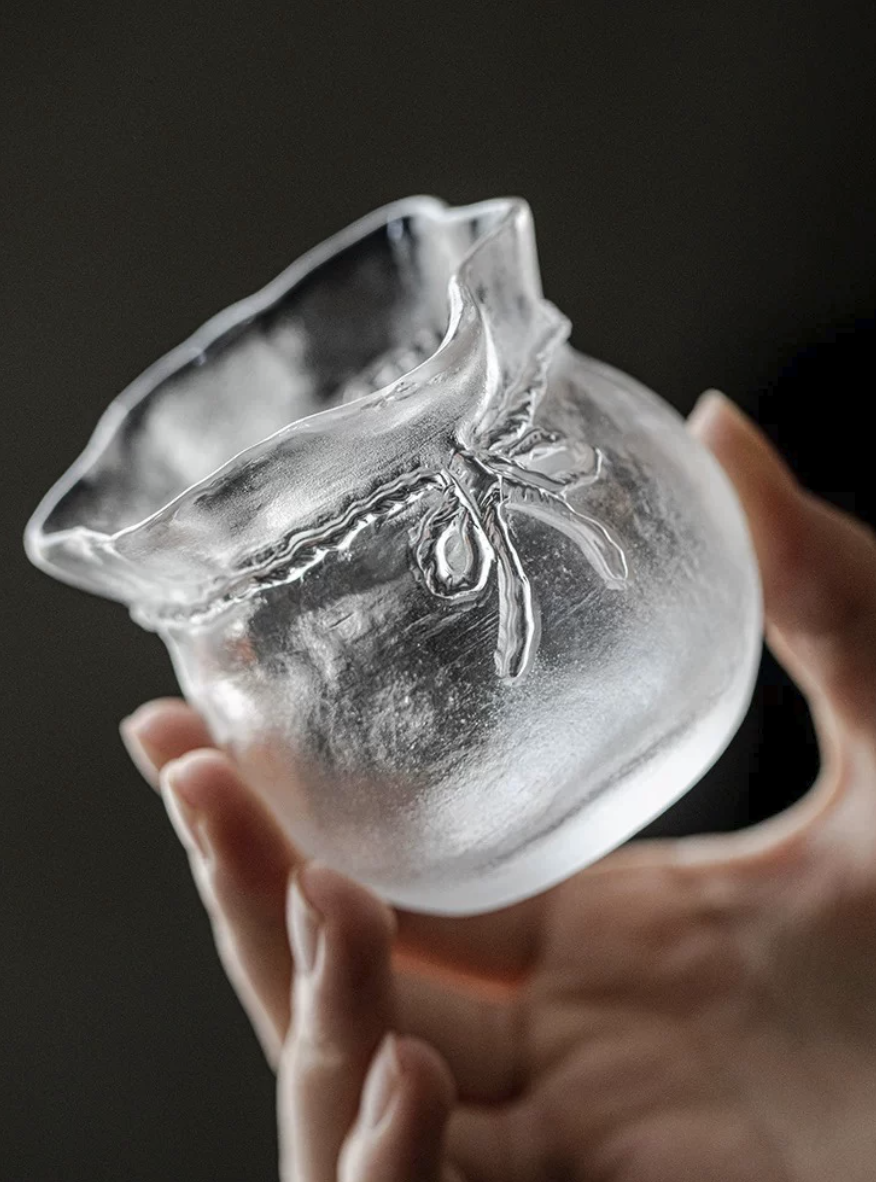 Premium Frosted Crystal Fortune Bag Teacup | 120ml Master Tasting Cup for Gongfu Tea Ceremony