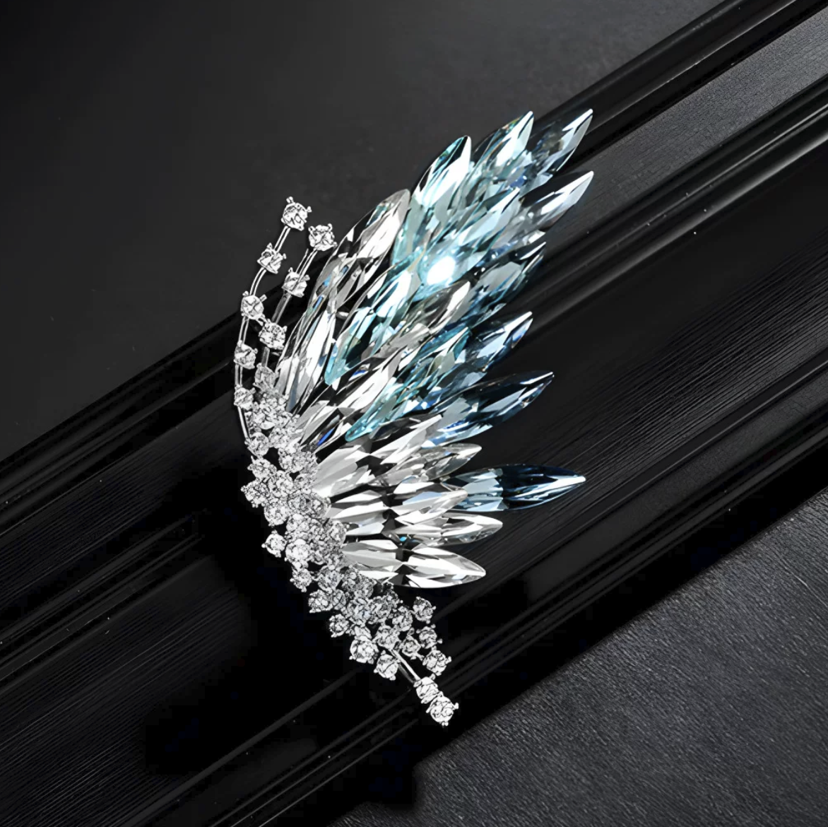 [CRYSTALTELLS] Luxury Ombre Pure Crystal Butterfly Brooch | Elegant Pavé Statement Pin for Women