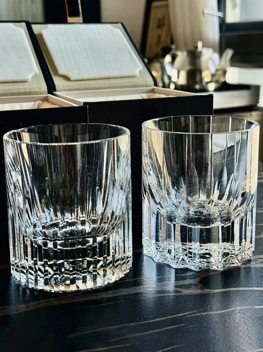 Premium Hand-Cut Crystal Whiskey Glass | Lead-Free Artisan Rocks Glass for Bourbon & Spirits