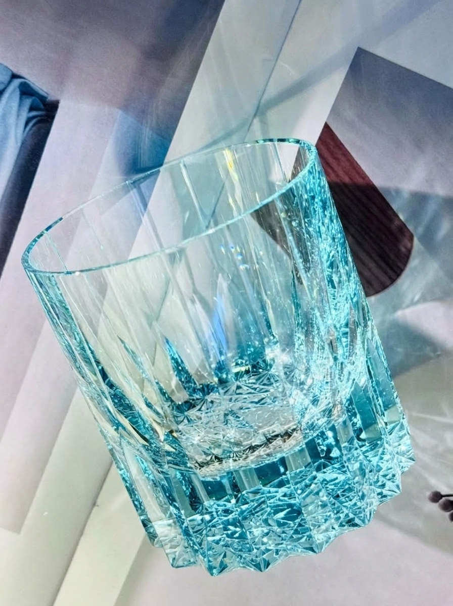 Premium Hand-Cut Starburst Whiskey Glass | Rare Aquamarine Crystal Tumbler Gift for Her