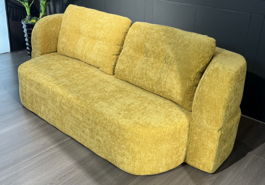 Compressed 2-Seater Sofa – Yellow, 2m Long, Space-Saving & Modern Design