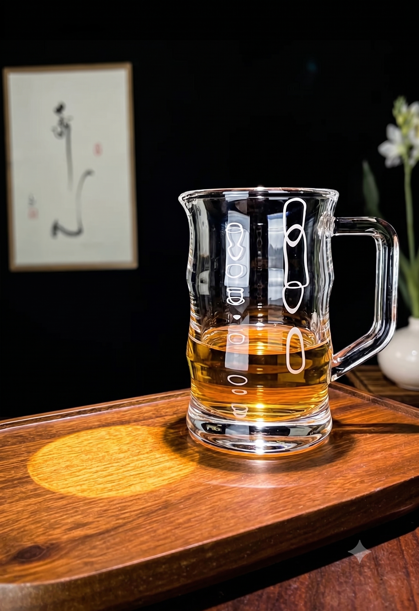 Crystal Tea Cup with Bamboo-Style Handle – Premium Handcrafted Glass Mug with Gift Box