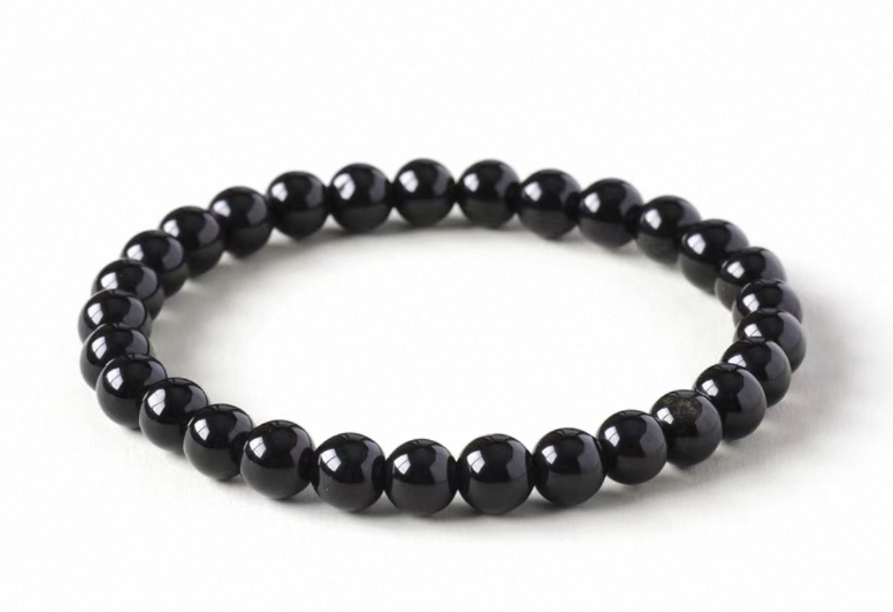 Natural Black Obsidian Bracelet – Elegant Healing Energy Beads