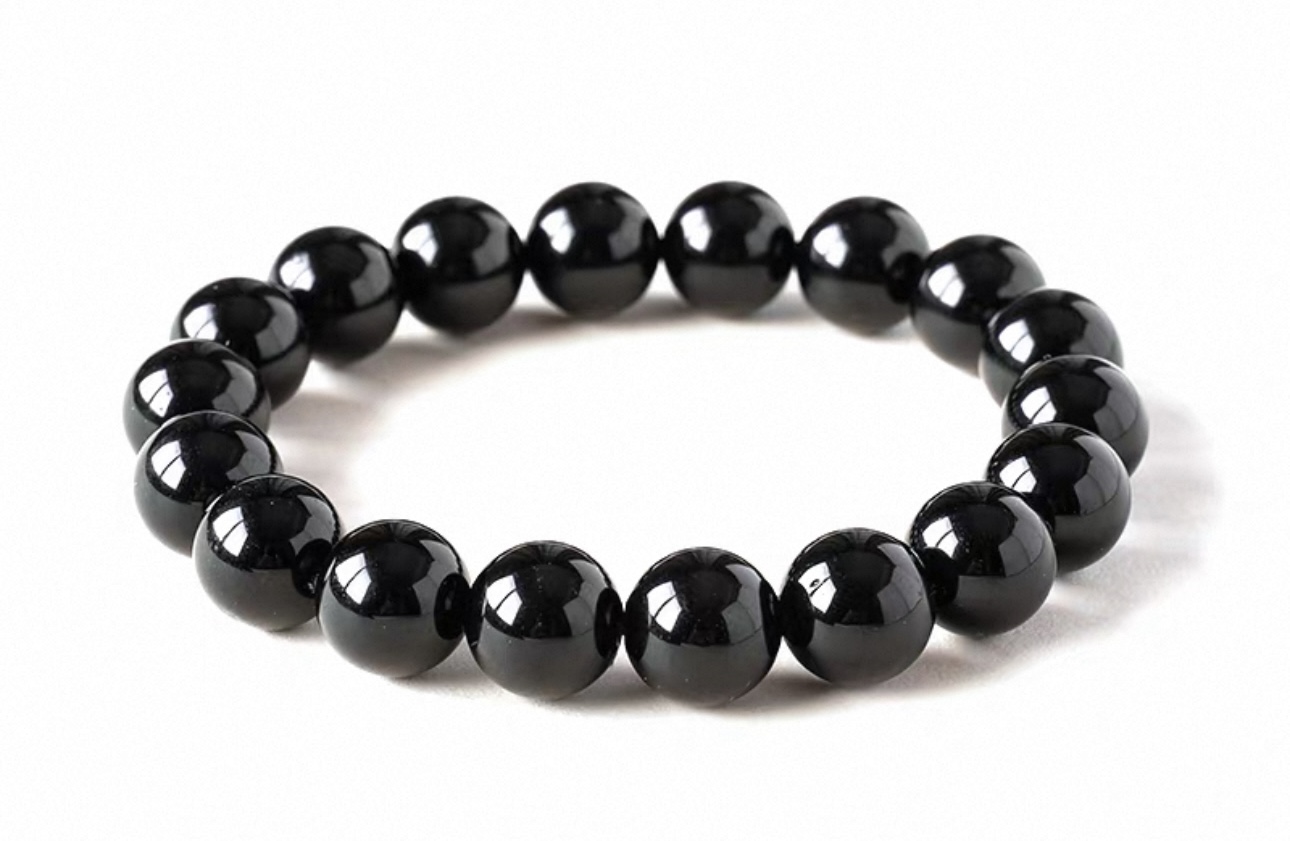 Natural Black Obsidian Bracelet – Elegant Healing Energy Beads