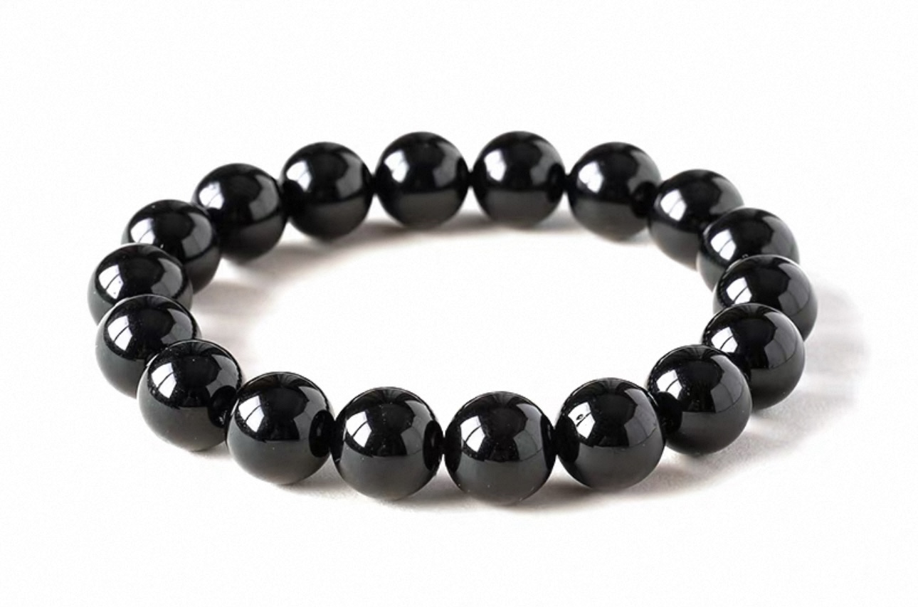 Natural Black Obsidian Bracelet – Elegant Healing Energy Beads