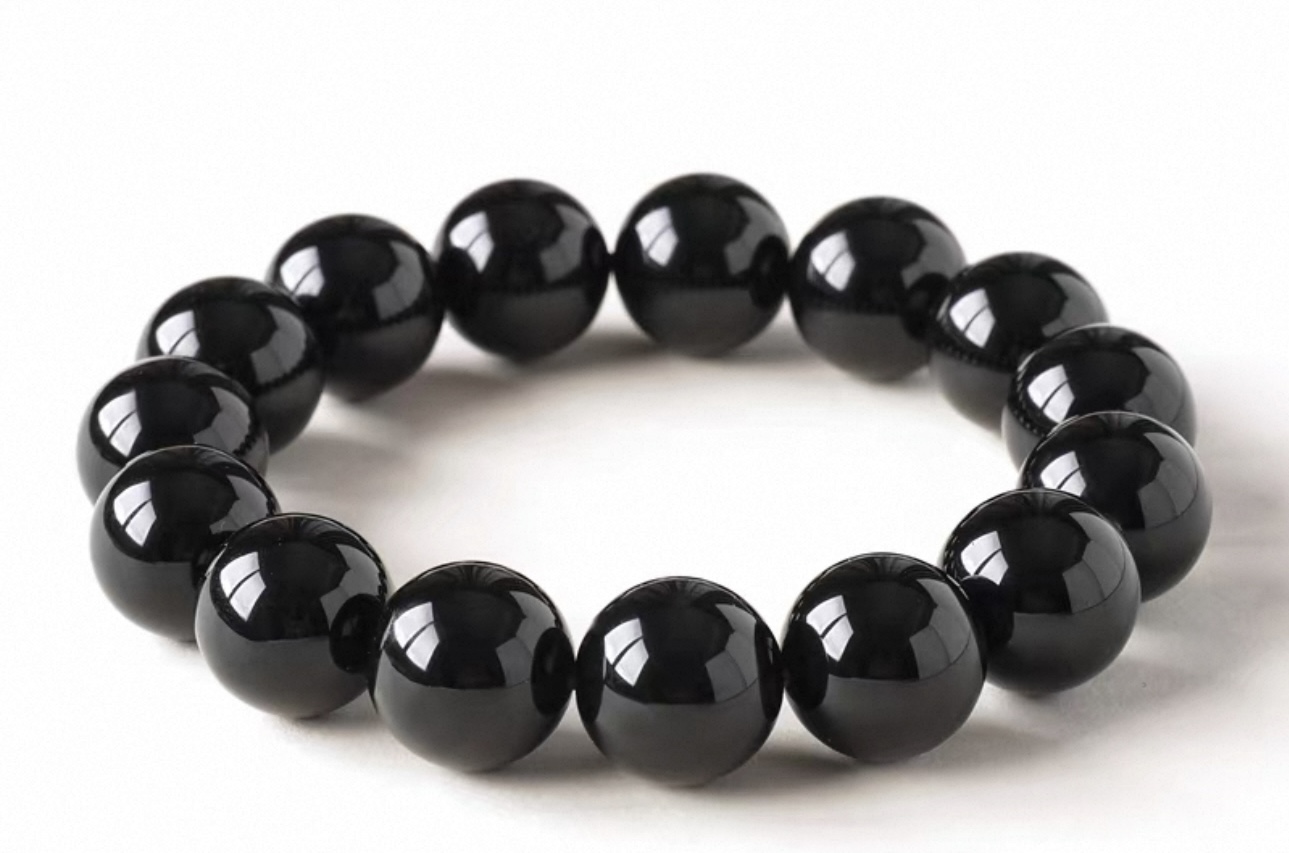 Natural Black Obsidian Bracelet – Elegant Healing Energy Beads