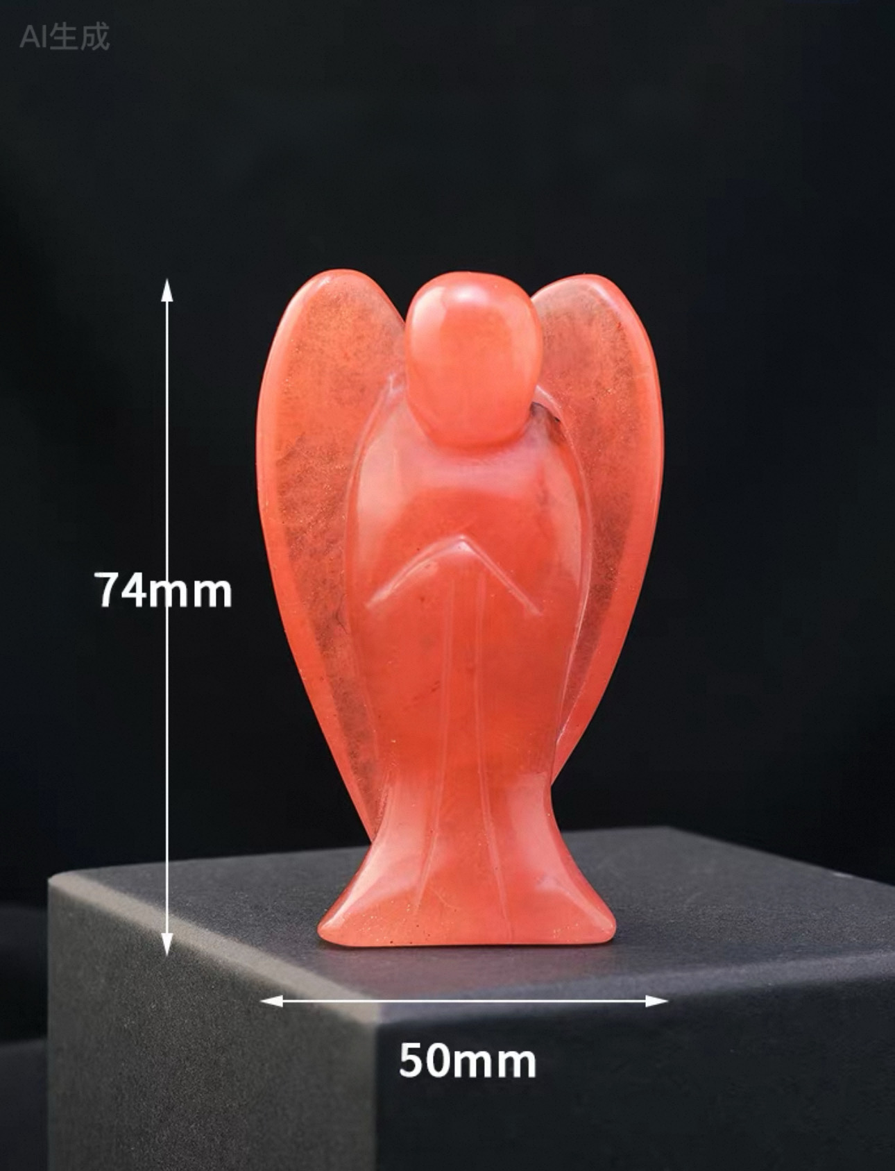 Natural Crystal Angel Sculpture – Hand-Carved Gemstone Figurine (Red smelting Quartz)