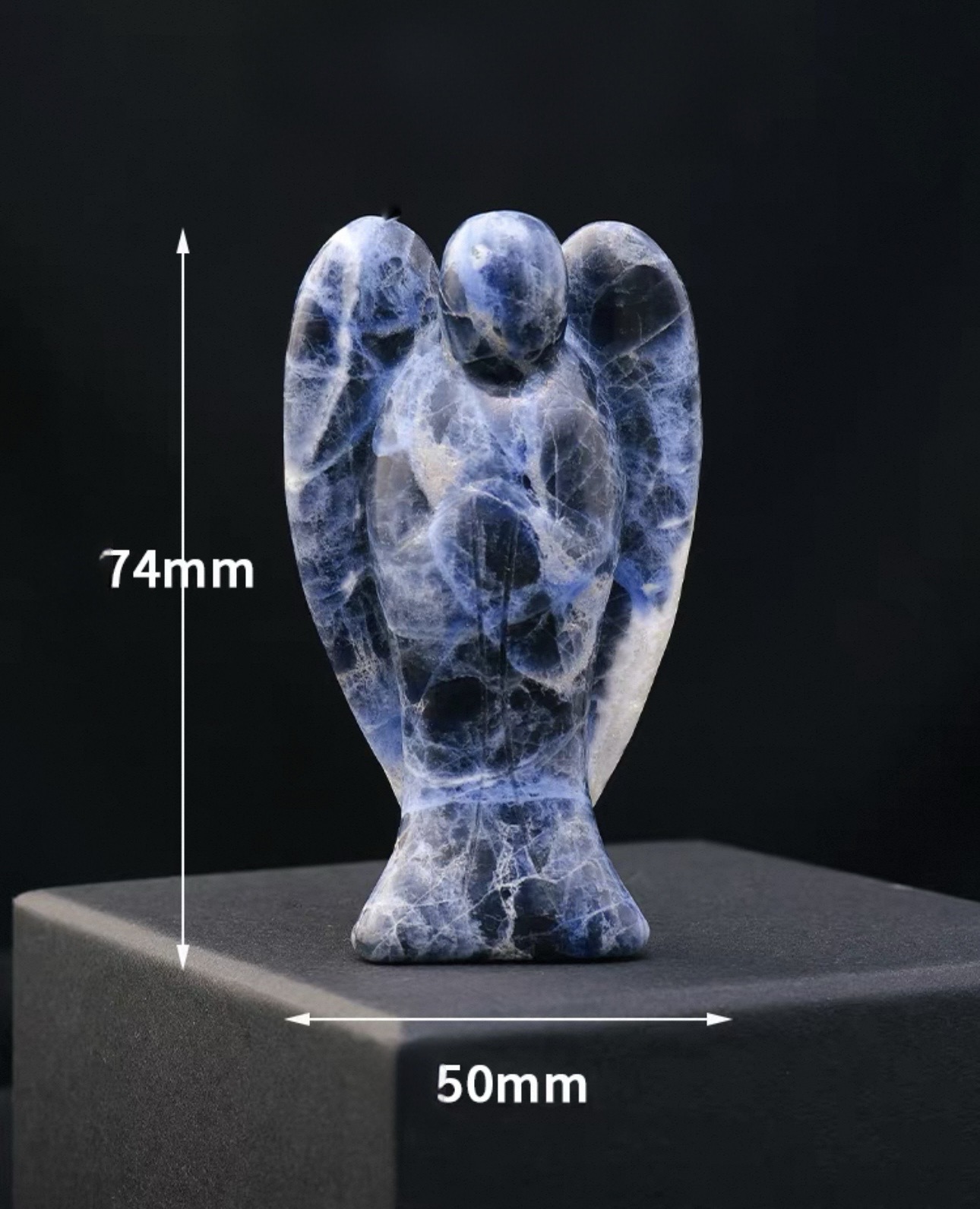 Natural Crystal Angel Sculpture – Hand-Carved Gemstone Figurine (Blue Lace Agate)