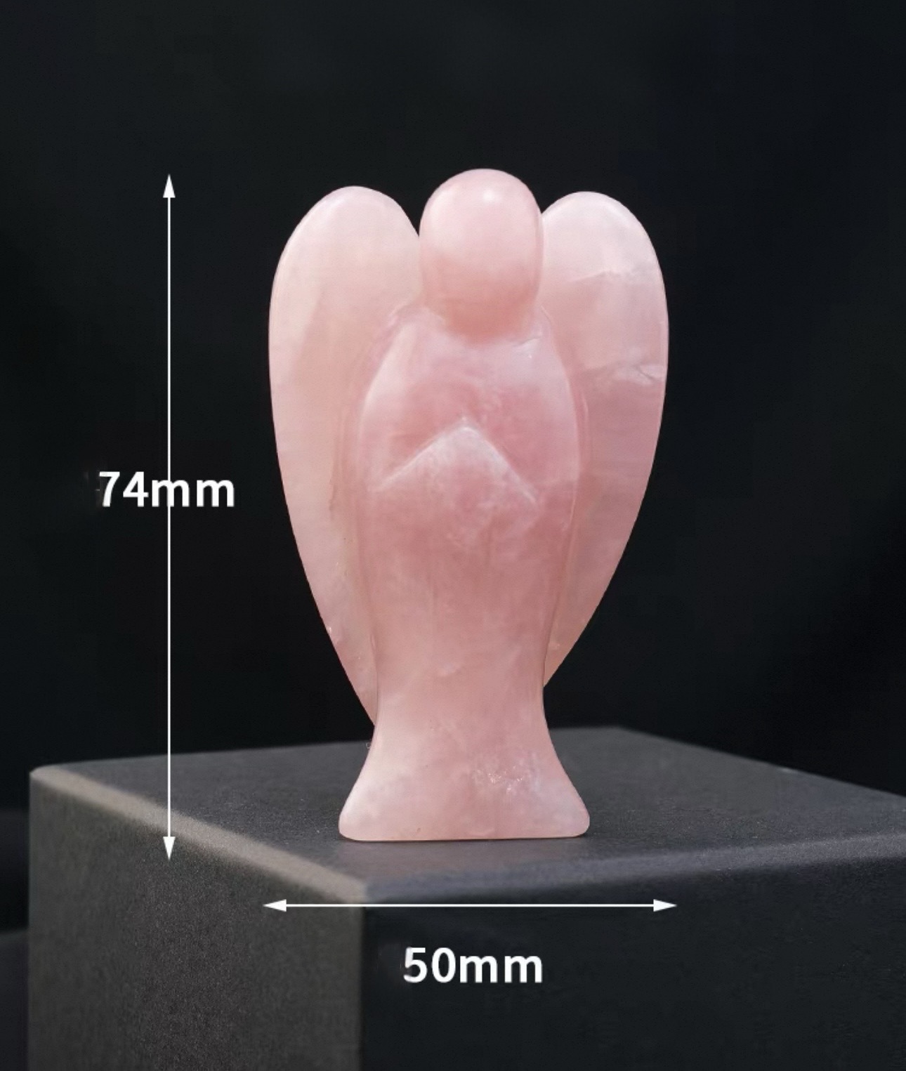 Natural Crystal Angel Sculpture – Hand-Carved Gemstone Figurine (Rose Quartz)