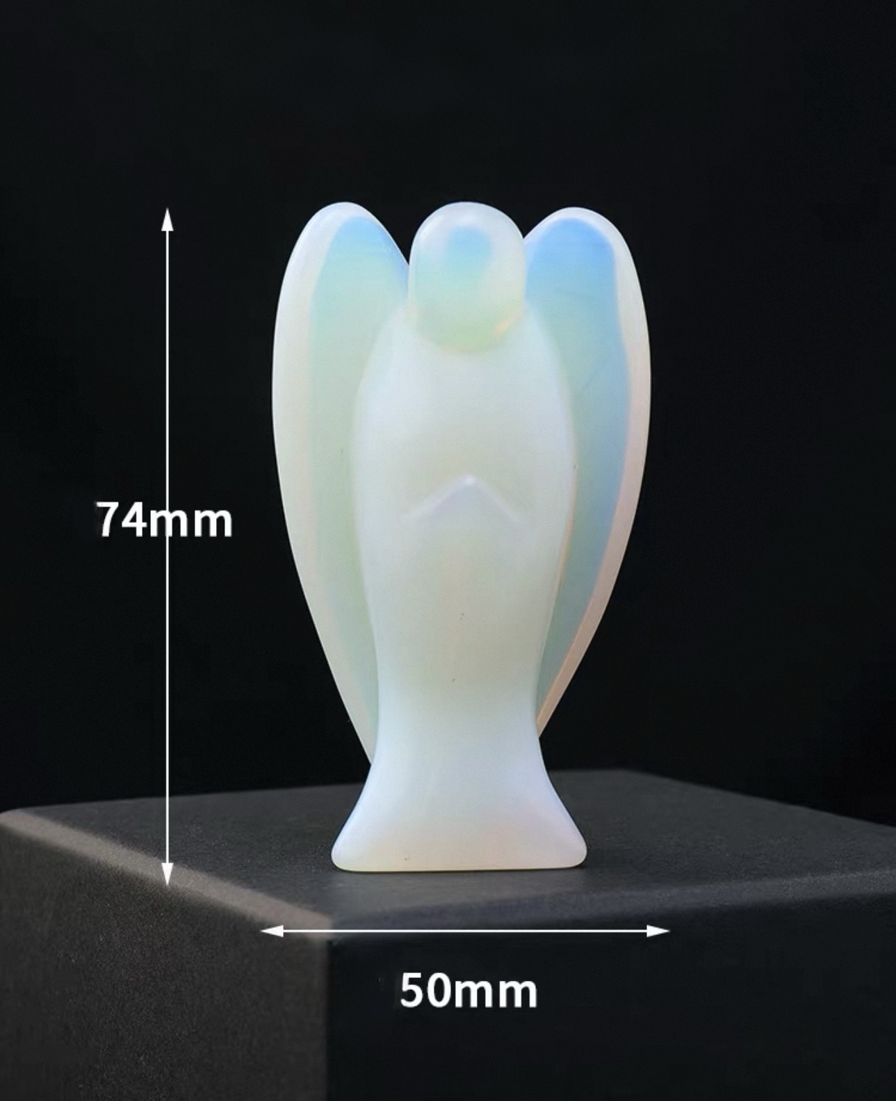 Natural Crystal Angel Sculpture – Hand-Carved Gemstone Figurine (Opal)