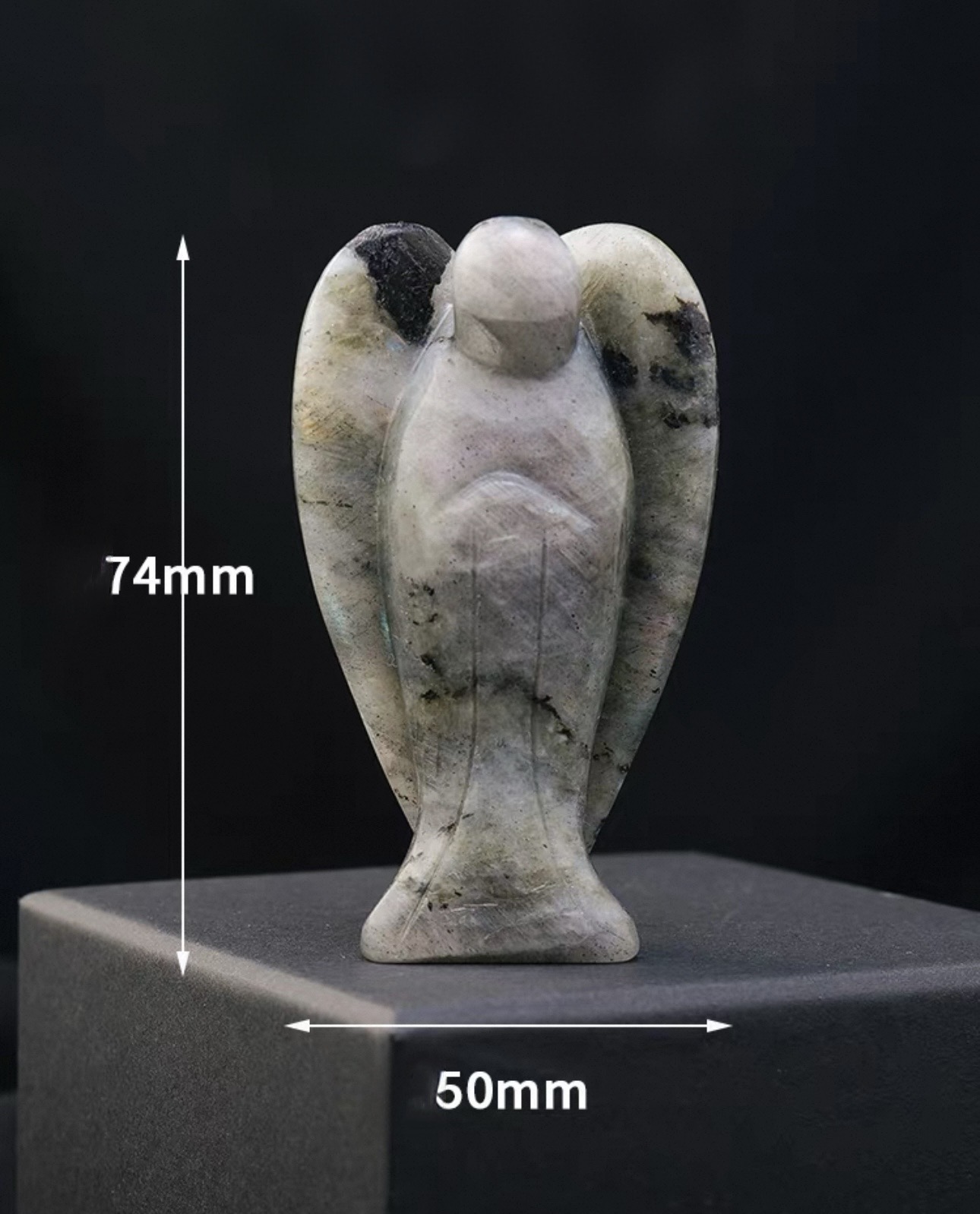 Natural Crystal Angel Sculpture – Hand-Carved Gemstone Figurine (Labradorite)