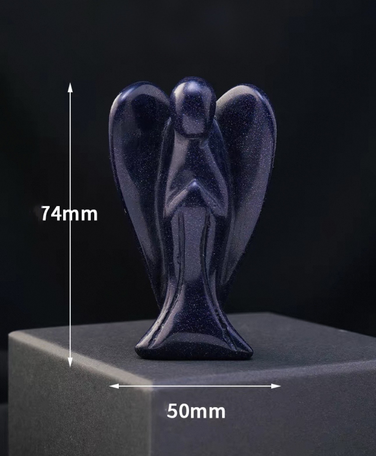 Natural Crystal Angel Sculpture – Hand-Carved Gemstone Figurine (Blue Aventurine Stone)