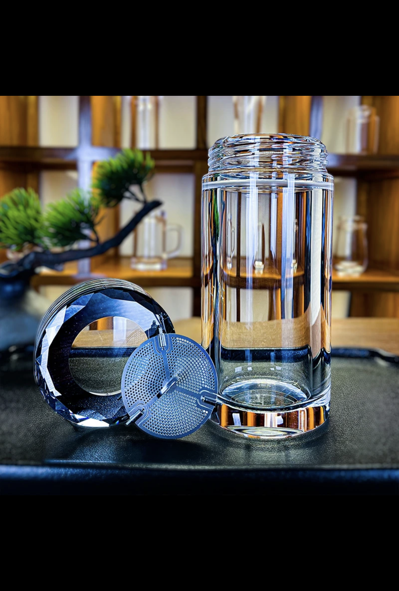Crystaltells Handmade Natural Quartz Crystal Glass with Lid Tea Strainer 260ml 300ml 400ml Gift Package-Crystaltells