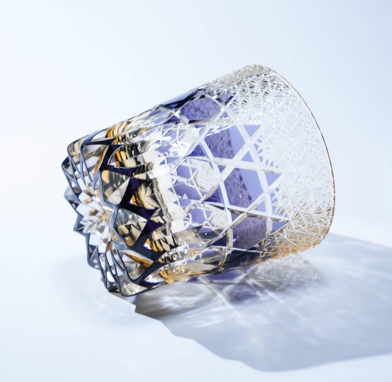 Premium Edo Kiriko Rocks Glass in Amethyst – Handcrafted Japanese Artisan Gift