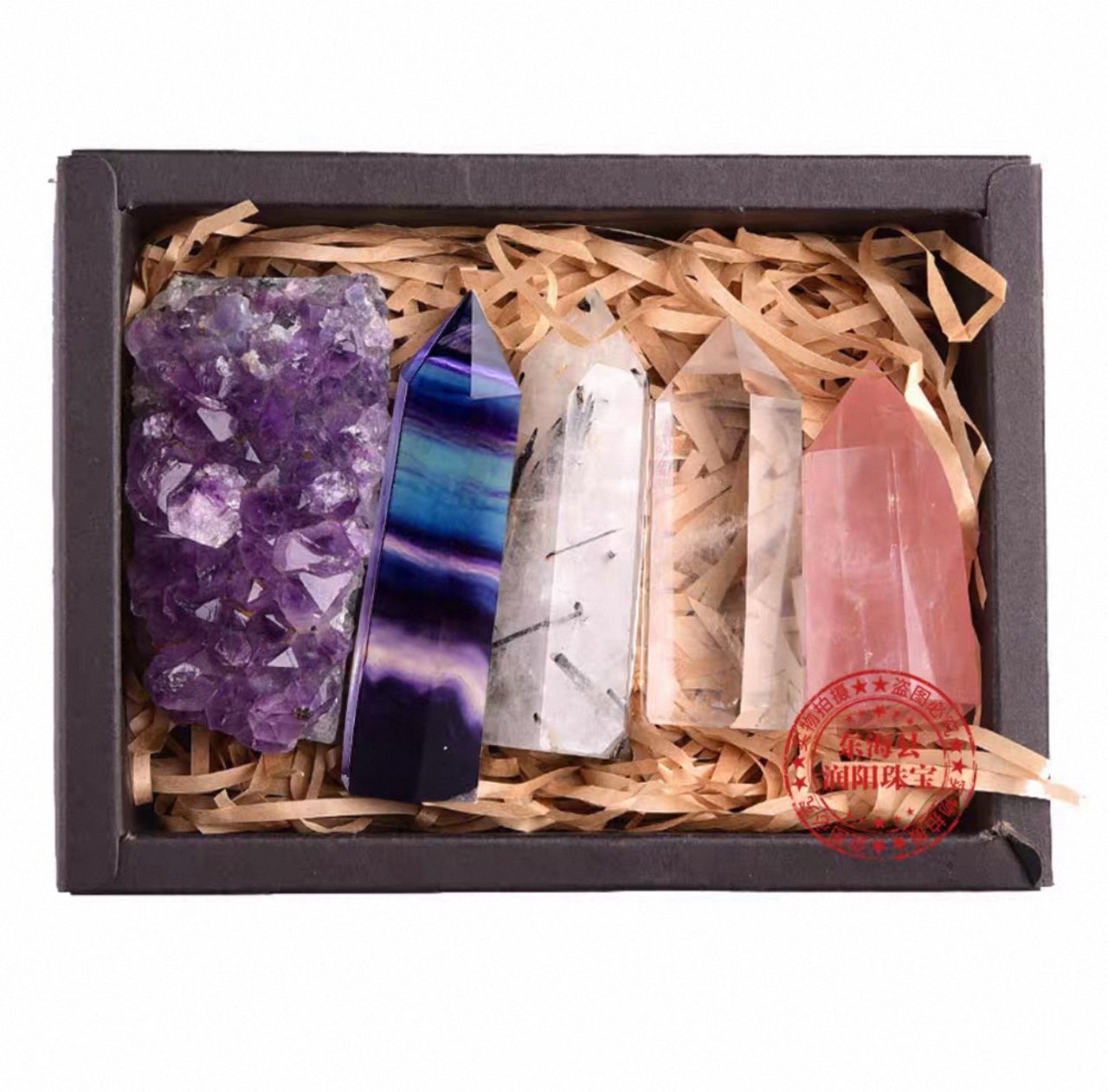 Natural Raw Crystal Gift Set – Amethyst & Clear Quartz Beads for Jewelry & Holiday Gifts