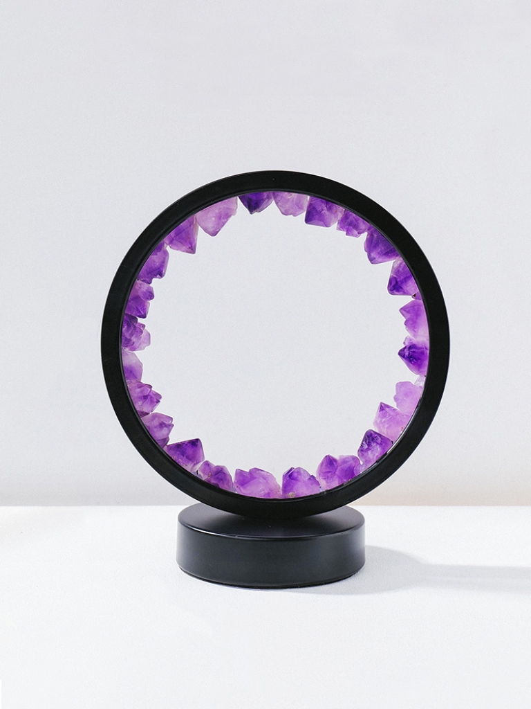 Natural Amethyst Crystal Lamp – Raw Stone Night Light Mode for Bedroom Bedside Lamp Office Home Decor Gift-Crystaltells