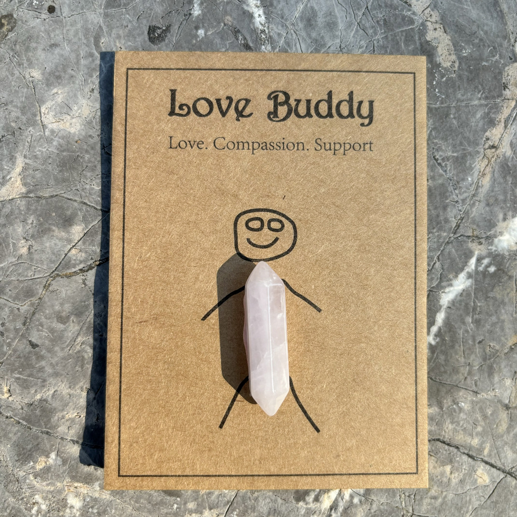 Natural Healing Crystal Point – Double-Terminated Hex Wand with Info Card