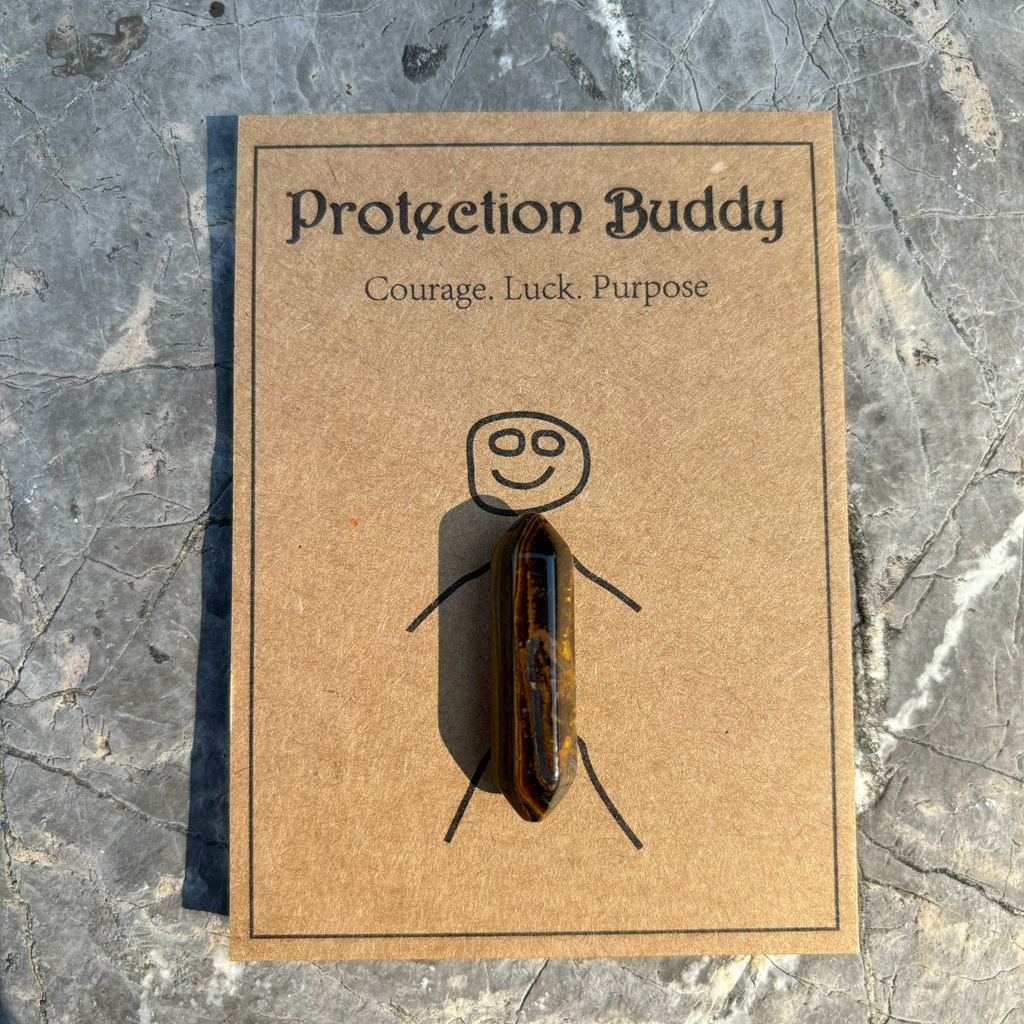 Natural Healing Crystal Point – Double-Terminated Hex Wand with Info Card