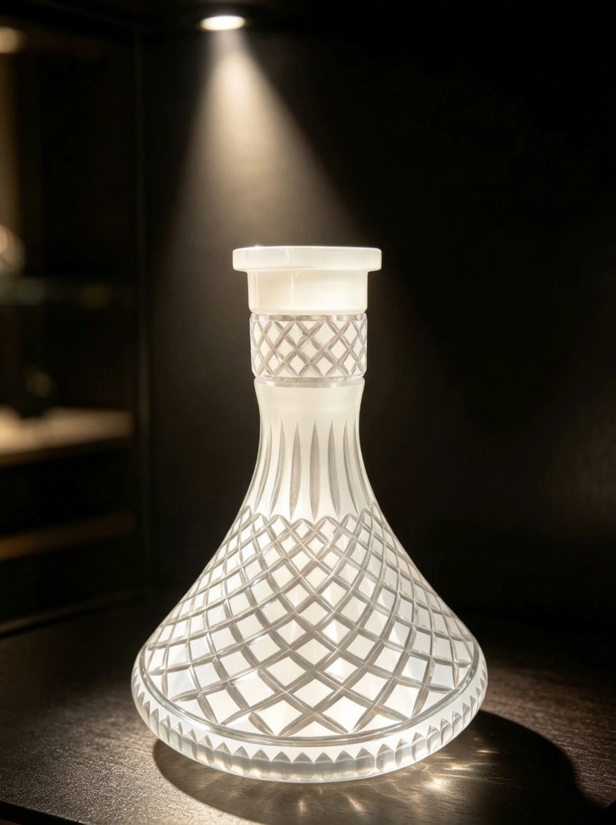 Premium Diamond-Cut Glass Hookah Vase – Luxury Replacement Shisha Base