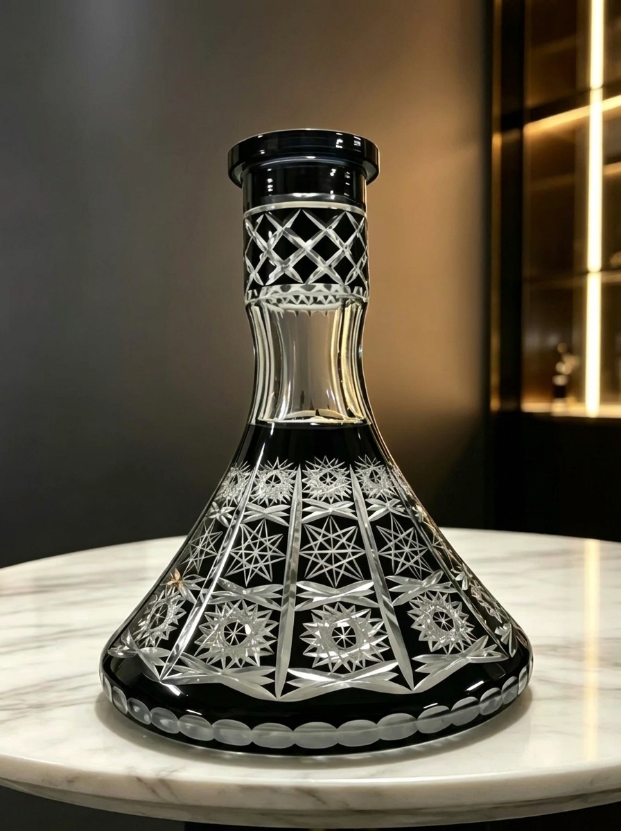 Heavyweight Carved Shisha Vase – Wide-Bottom Replacement Hookah Glass