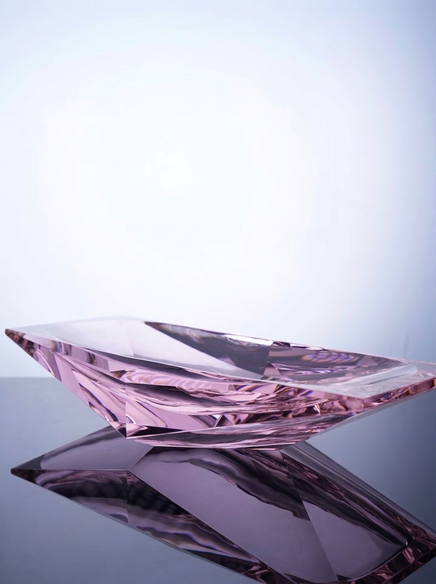 Blush Pink Crystal Fruit Platter – Elegant Decorative Catchall Tray
