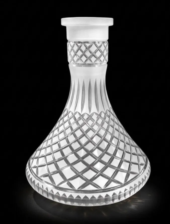 Premium Diamond-Cut Glass Hookah Vase – Luxury Replacement Shisha Base