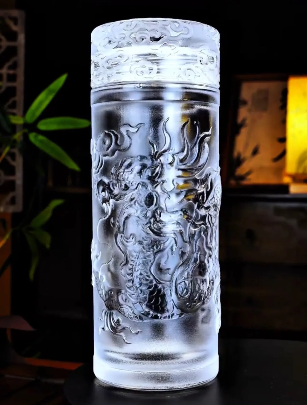 Natural Clear Quartz Dragon Carved Crystal Cup | Handcrafted Raw Crystal Drinking Cup