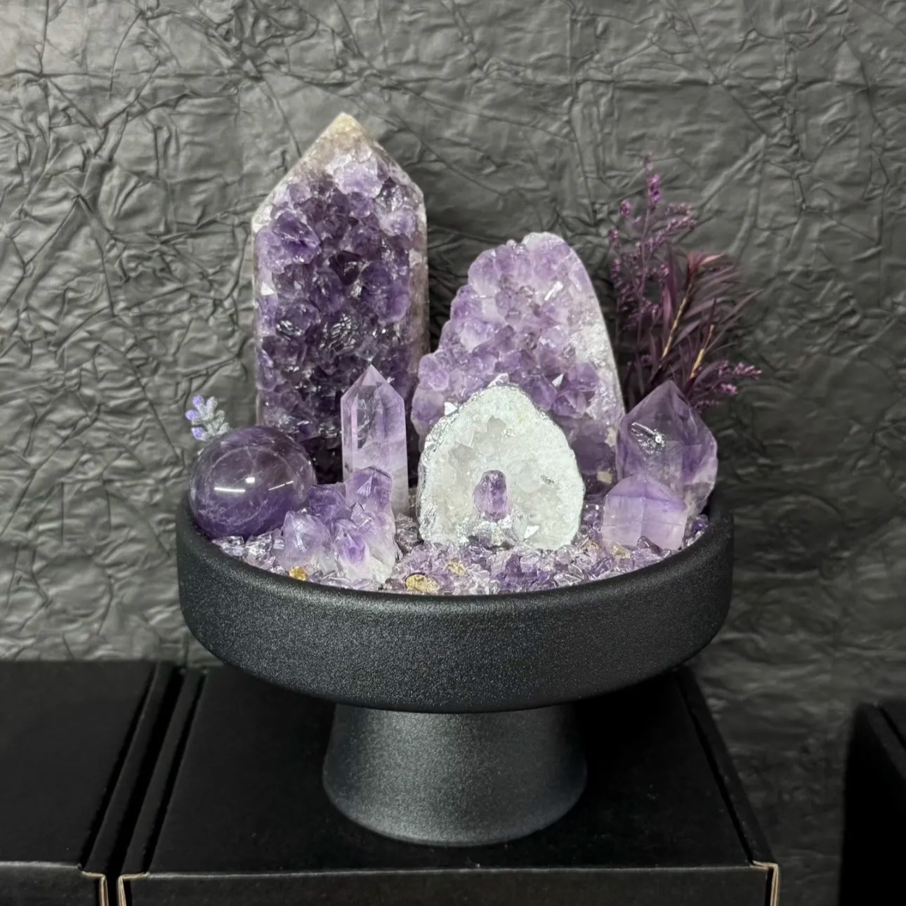 Amethyst & High-Clarity Ametrine Crystal Chips Energy Bowl
