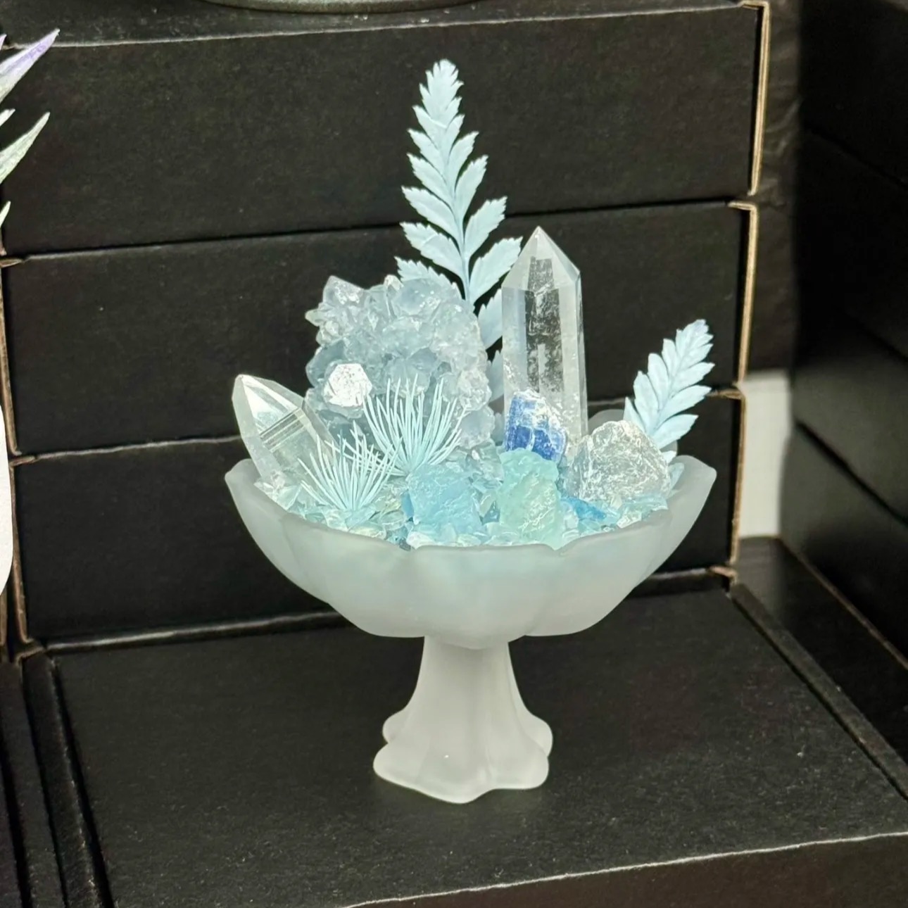 Crystal Energy Bowl with Celestite, Aquamarine, Lemurian Quartz & Clear Quartz