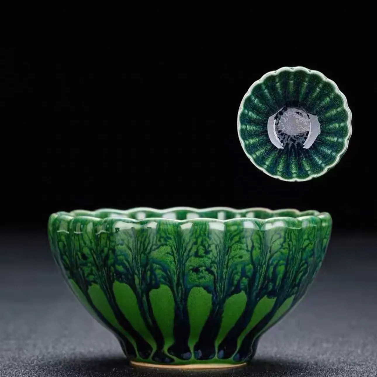 Handcrafted Jian Zhan Master Cup – Emerald Green Glaze Ceramic Tea Cup