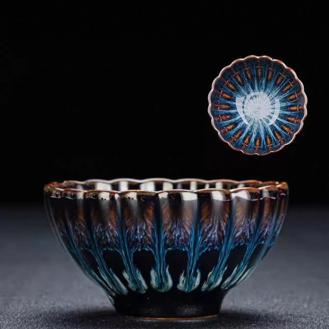 Handcrafted Jian Zhan Master Cup – Blue Glaze Ceramic Tea Cup