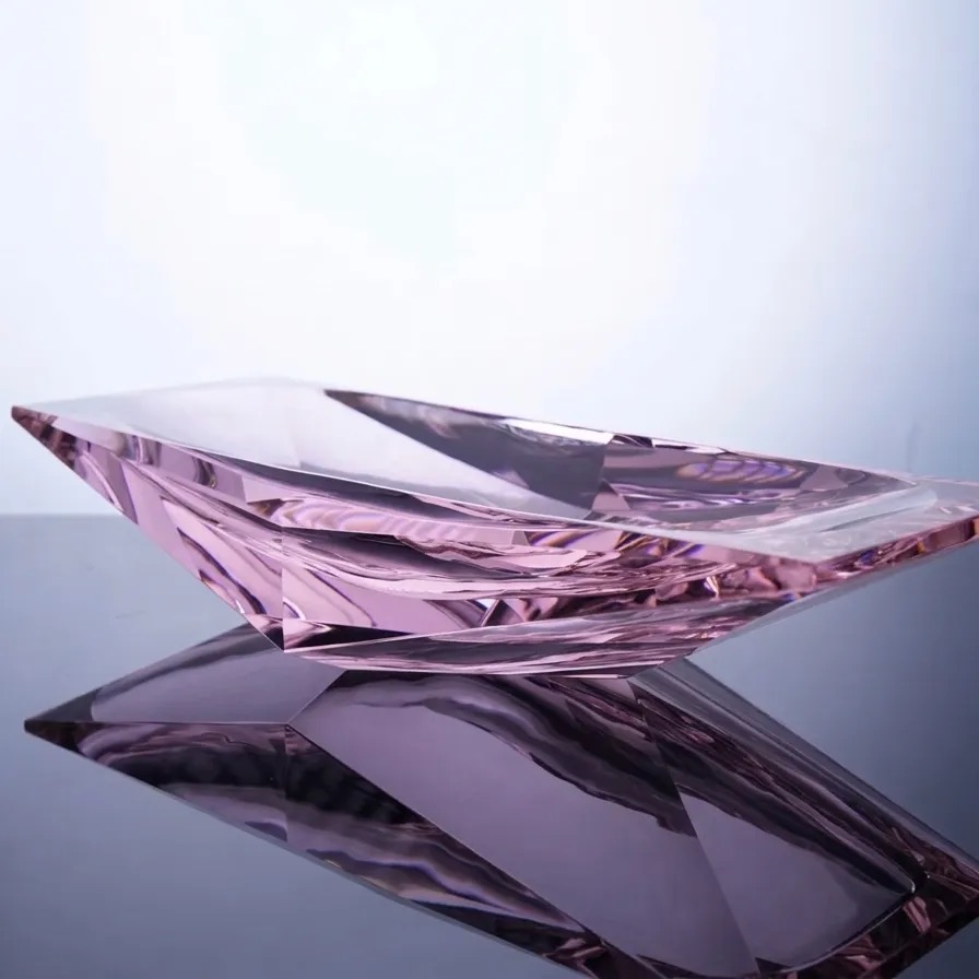 Blush Pink Crystal Fruit Platter – Elegant Decorative Catchall Tray