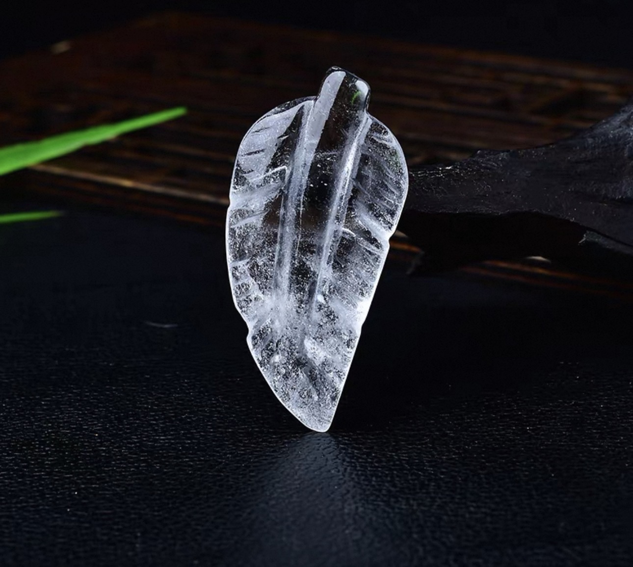 Natural Crystal Feather Carved Ornament Pendant