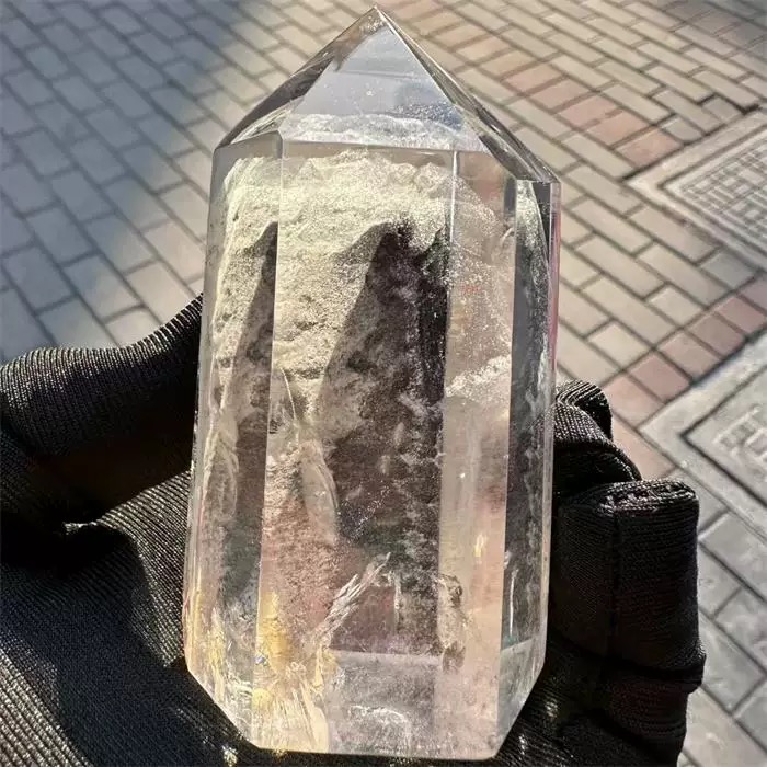 Natural White Quartz Tower – Negative Energy Neutralizer & Focus Enhancer for Workspace