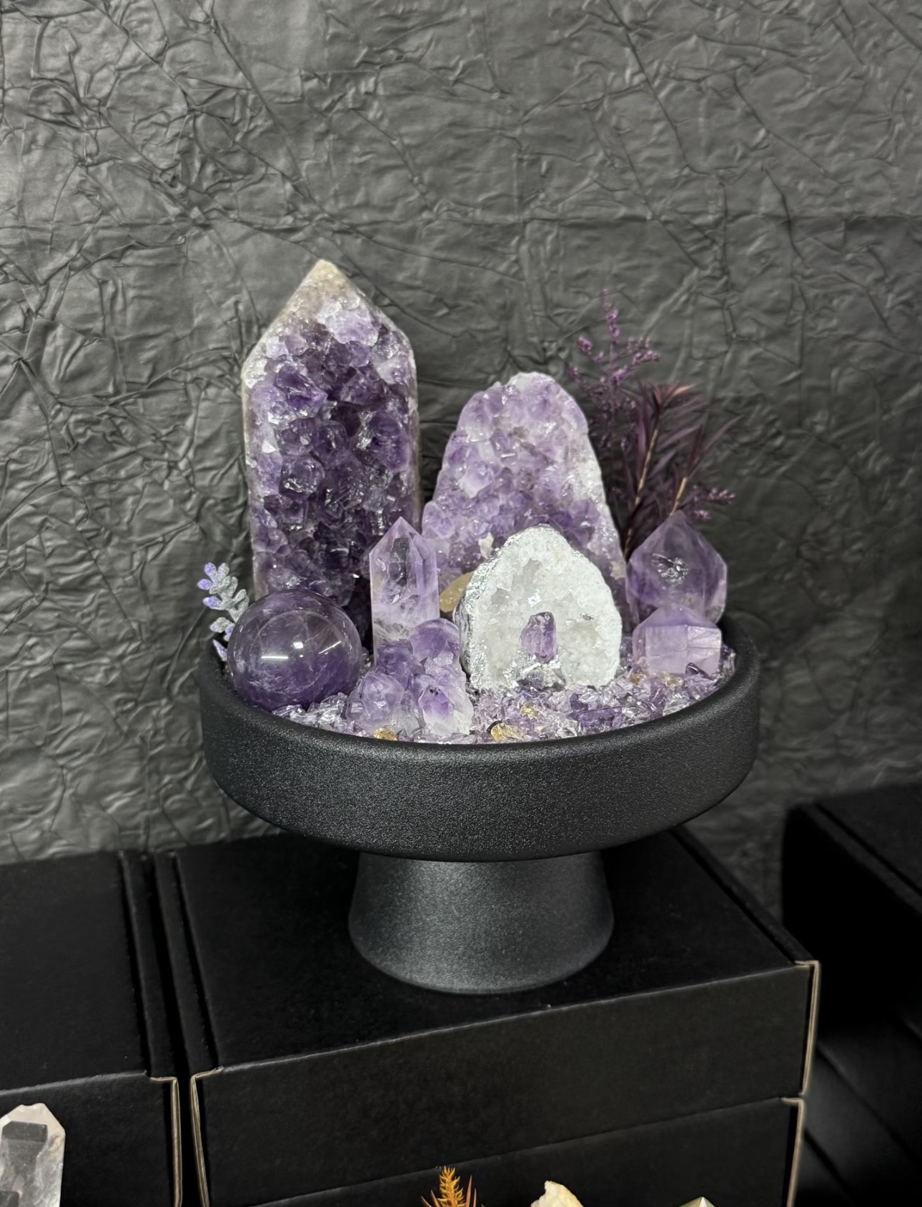 Amethyst & High-Clarity Ametrine Crystal Chips Energy Bowl