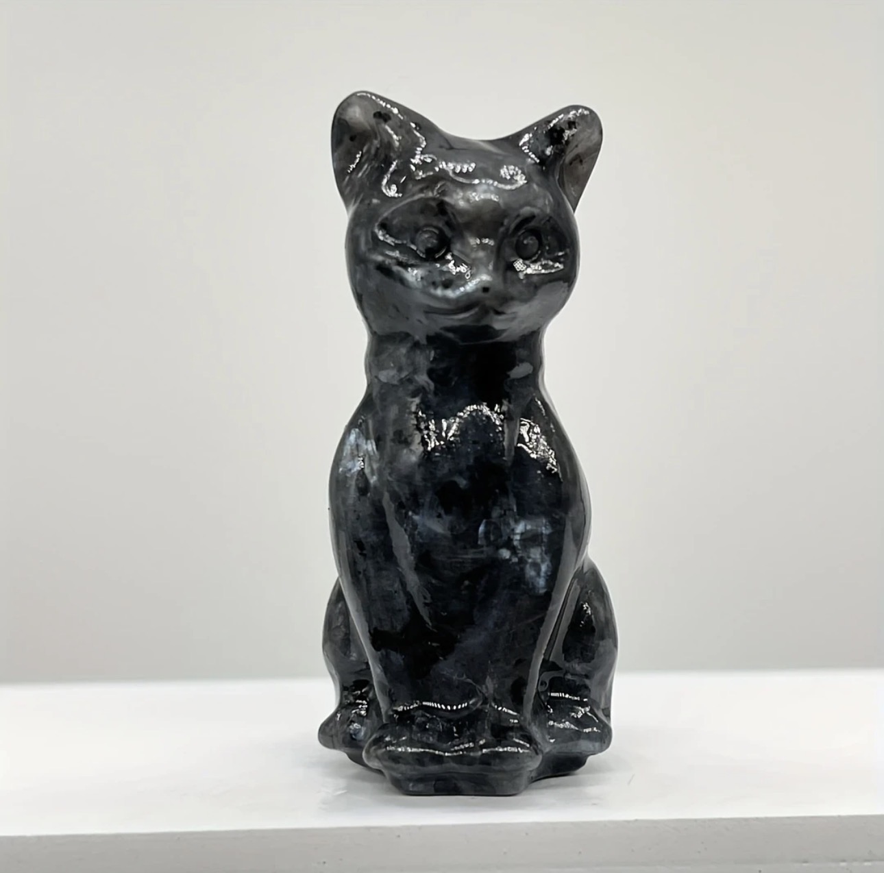 Enchanted Magic Cat Crystal Figurine - Hand-Carved Natural Gemstone Ornament